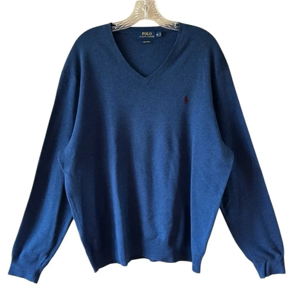 Polo by Ralph Lauren Men's Navy V-Neck Sweater